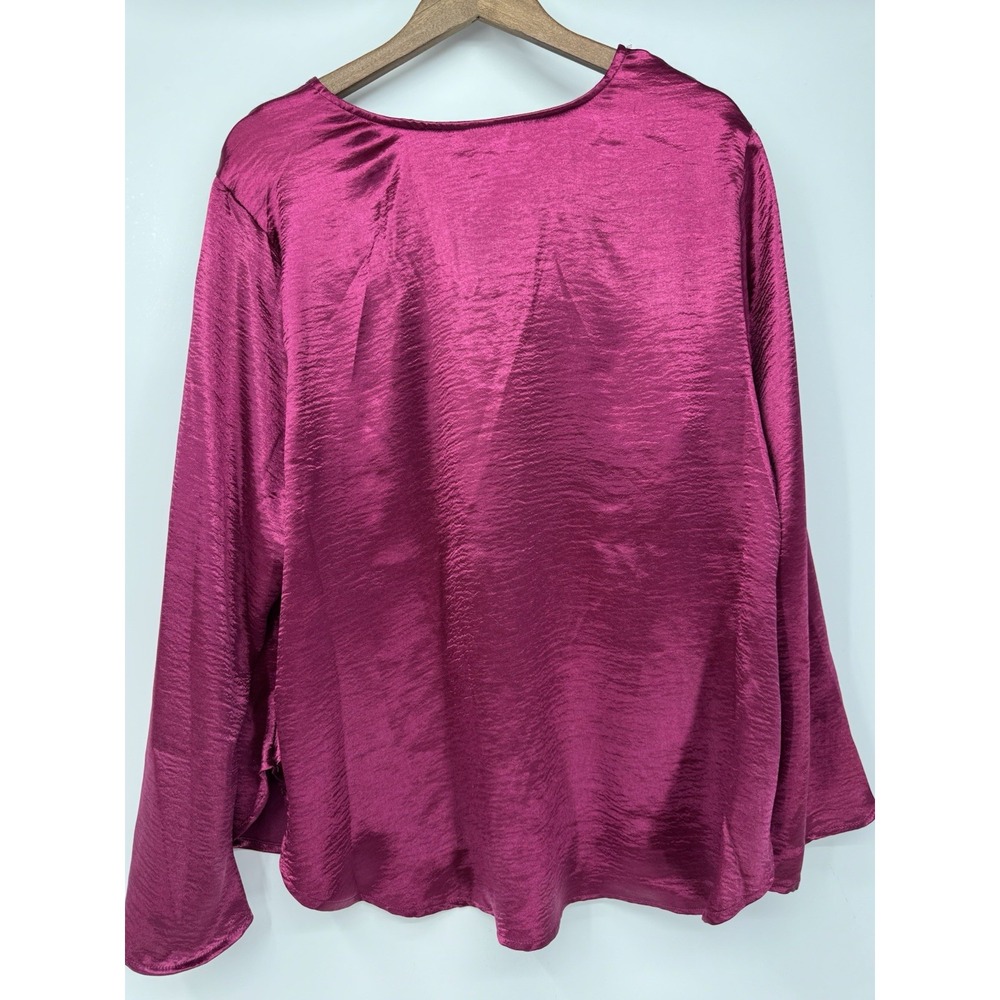Ava & Viv Magenta Pink Satin Blouse 1X Jewel Tone Holiday Party Whimsigoth - Picture 10 of 11